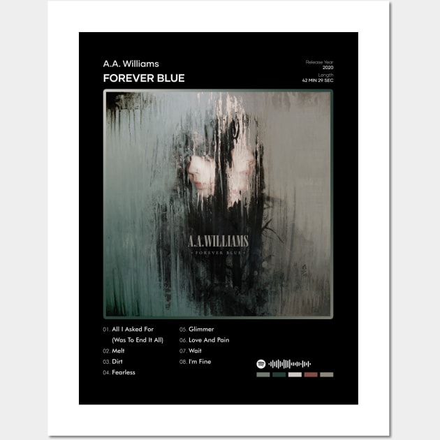 A.A. Williams - Forever Blue Tracklist Album Wall Art by 80sRetro